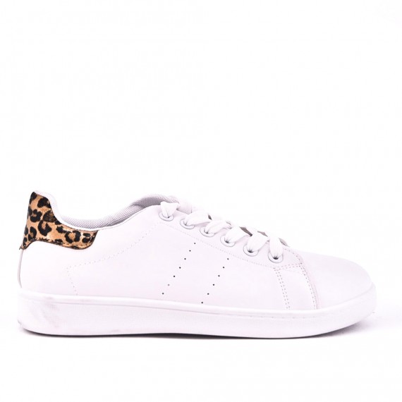 Lace-up faux leather sneakers