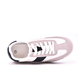 Men's basketball shoe with mix materials laces