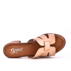 Sandale à talon pour femme en simili cuir 