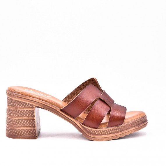 Sandale à talon pour femme en simili cuir 