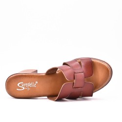 Sandale à talon pour femme en simili cuir 
