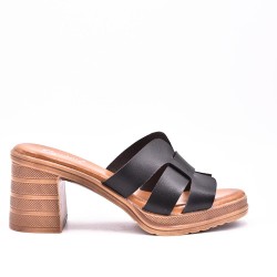 Sandale à talon pour femme en simili cuir 