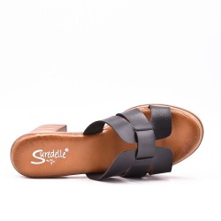 Sandale à talon pour femme en simili cuir 