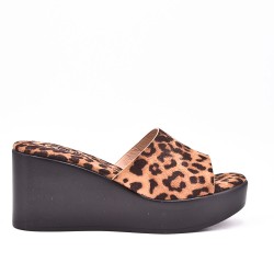 Sandale compensée en simili cuir pour femme