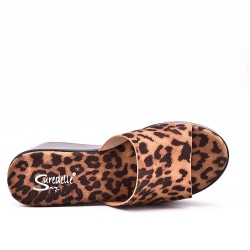 Sandale compensée en simili cuir pour femme