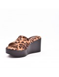 Sandale compensée en simili cuir pour femme