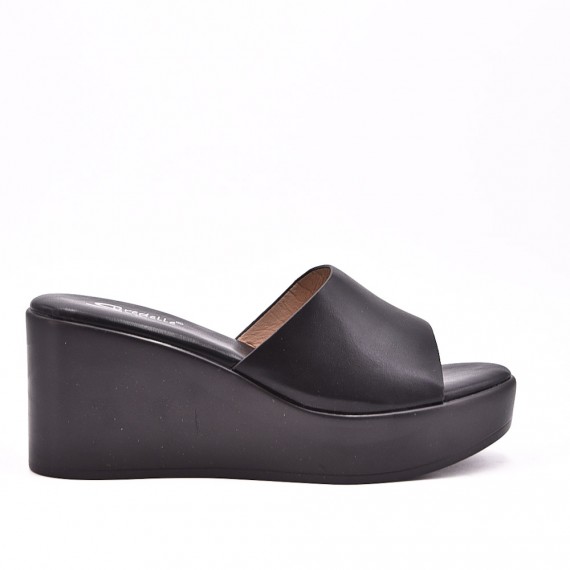 Sandalia cuña efecto piel para mujer