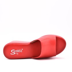 Sandalia cuña efecto piel para mujer