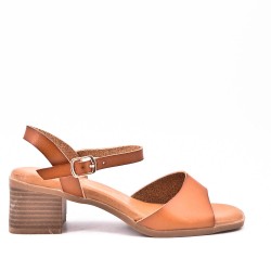 Faux suede mid-heel sandal