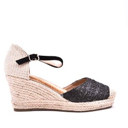 Sandale compensée à semelle espadrille