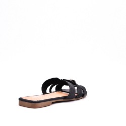 Sandalias de mujer con strass en piel sintética.