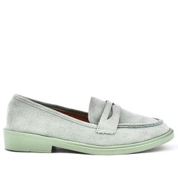 Mocasin gris en gamuza sintética perla