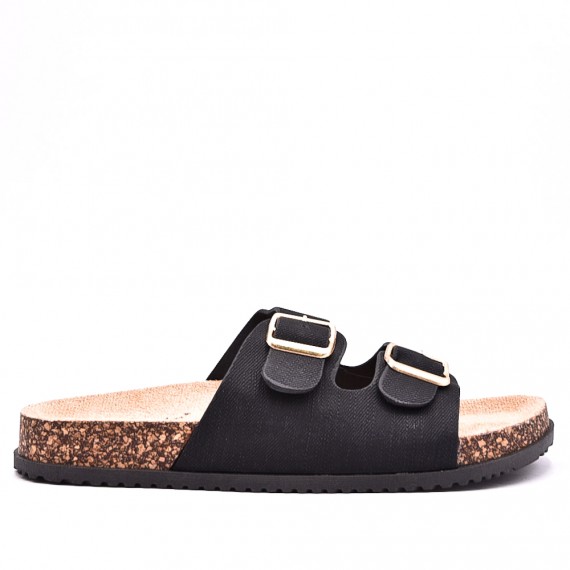 Sandalias de mujer con strass en piel sintética.