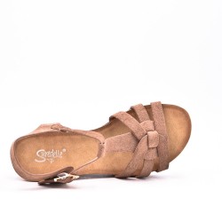 Wedge sandal faux suede