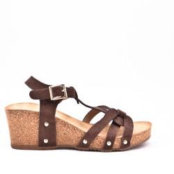 Wedge sandal faux suede