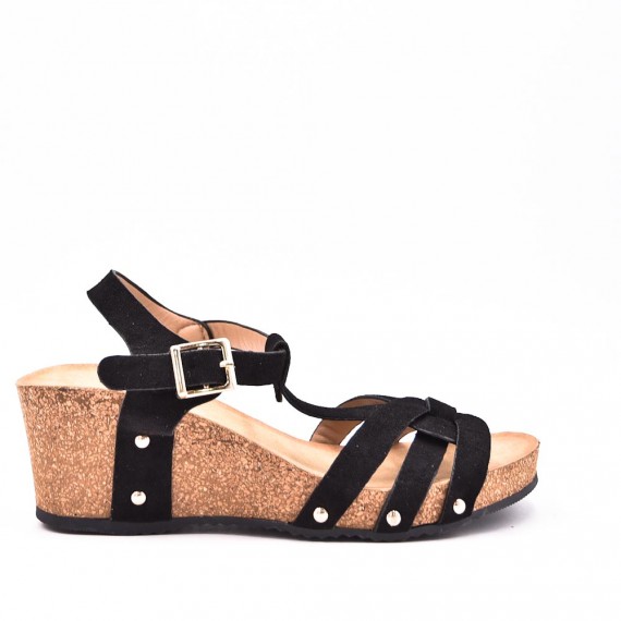 Wedge sandal faux suede