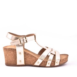 Wedge sandal faux suede