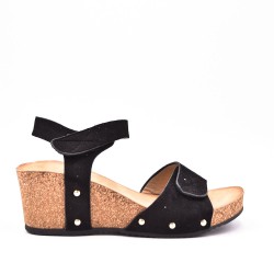 Wedge sandal faux suede