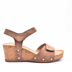 Wedge sandal faux suede