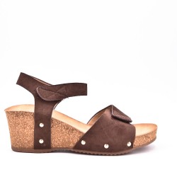 Wedge sandal faux suede