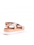Mixed material wedge sandal