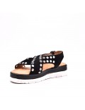 Mixed material wedge sandal