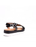 Mixed material wedge sandal