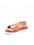Mixed material wedge sandal