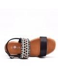 Mixed material wedge sandal