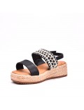 Mixed material wedge sandal
