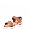 Mixed material wedge sandal
