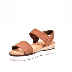 Mixed material wedge sandal