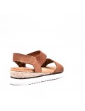 Mixed material wedge sandal