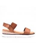 Mixed material wedge sandal