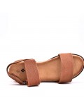 Mixed material wedge sandal