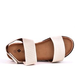 Sandale compensée en mix matières