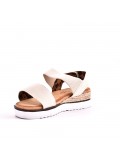 Mixed material wedge sandal