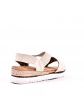 Mixed material wedge sandal