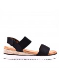 Mixed material wedge sandal