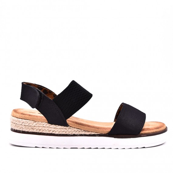 Mixed material wedge sandal
