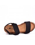 Mixed material wedge sandal