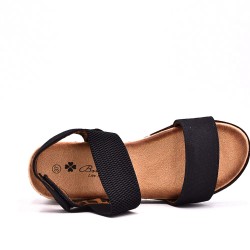 Sandale compensée en mix matières