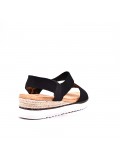 Mixed material wedge sandal
