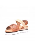 Mixed material wedge sandal