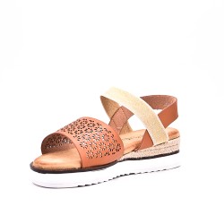 Mixed material wedge sandal