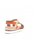Mixed material wedge sandal