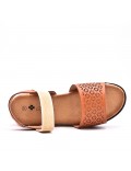 Mixed material wedge sandal