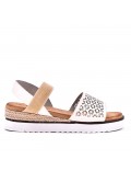 Mixed material wedge sandal