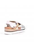 Mixed material wedge sandal