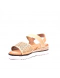 Mixed material wedge sandal